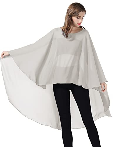 BEAUTELICATE Chal de Novia Fiesta Gasa Mujer Vintage Mantón Ligero Primavera Verano Bodas Elegante Estola Cerimonia Evento Formal Graduación Cosplay Elf （Plata）