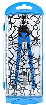 Eberhard Faber 571702 - Schnellverstellzirkel neon blau, Zirkel Set mit Ersatzteilen und Zirkelminen