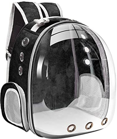Folpus Sac à Dos pour Chat de Qualité Supérieure, Grand Sac de Transport à Bulles, Ventilé Portable, Sac étanche Extérieur, Noir