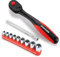 DAKCOS Umschaltknarre 1/4 Knarre Rotary Ratsche Antrieb mit 72 Zähnen, Steckschlüsselset (4-13mm) mit Verlängerungsstange (100mm)