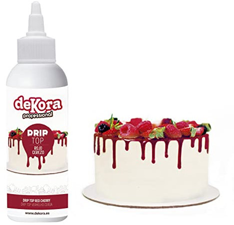 Dekora - Top Drip Rouge Cerise | Décoration pour Gâteaux de Sucre Effet Goutte - 180 g