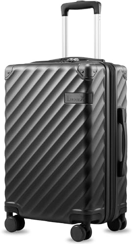 LUGGEX Carry On Luggage 22x14x9 Airline Approved, KVC Expandable Polycarbonate Hard Shell Suitcase for Travelling (EX-Core, Charcoal Metallic, 20 Inch, 40L-44L)