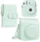 HIYQIN Elegant Case and Album for Fujifilm Instax Mini 12, Protective Leather Case Carry Bag with Photo Pocket, Key-Chain Photo Album and Shoulder Strap - Mint Green