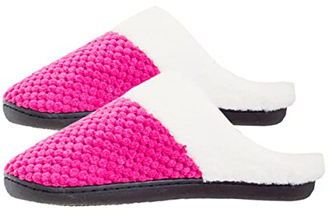 Women’s Warm and Cozy Plush Faux Fur Slippers, Lightweight, Breathable, and Comfortable Indoor/Outdoor House Shoes with Anti-Slip, Durable Sole for Daily Wear (Fuchsia)