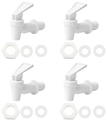 4 Stück Kunststoff Getränkespender Zapfhahn, Wasserspender Ersatzzapfen, Ersatzhahn geeignet für Kalte und heiße Getränke, Bierfass, Glas, Kaffee, Saft, Trinkbrunnen,Schwarz und Weiß (White)