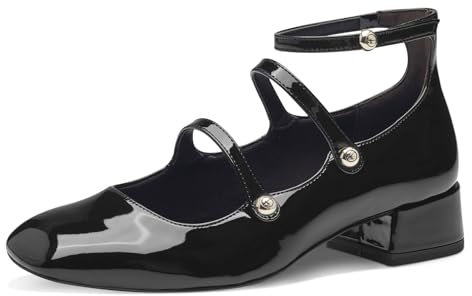 Tamaris Damen Pumps mit Riemchen Vegan Blockabsatz; Black/schwarz; 38