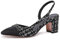 MIRAAZZURRA Womens Slingback Heeled Pumps Closed Round Toe Block Heels Two Toned Casual Chunky Heels Office Shoes Black Tweed Size UK 6