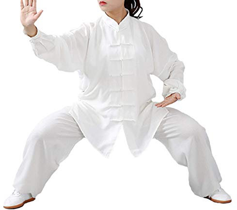 GURIDO Tai Chi-Kleidungsanzug Aus Baumwolle Und Leinen, Unisex-Kampfsportbekleidung, Kung-Fu-Kostüm Für Männer Und Frauen,White-L