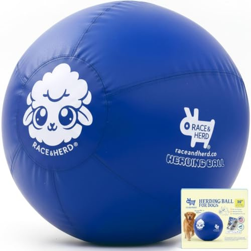Race&Herd 30 Original XXL Herding Ball for Dogs - Herding Toys, Giant Dog Ball for Australian Shepherds, Border Collies - Durable Dog Outdoor Training Toy for Large Breeds & Horses (Blue)