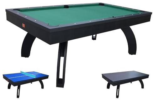 NGBiliardi Biliardo Sirio Nero Multifunzione 214 cm, Diventa Ping Pong e Tavolo da Pranzo
