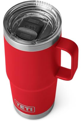 YETI Rambler Travel Mug, Stainless Steel Vacuum Insulated with Stronghold Lid, Rescue Red, 20 oz (591 ml)