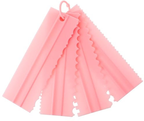 Molain Set di 4 raschietti per torte in acrilico, in plastica, per torte e torte, con bordo a strisce, spatola liscia per torte, crema al burro, strumento fai da te