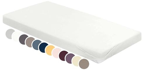 liebling Jersey Elasthan Spannbetttuch 90 x 200-100 x 220 cm, Spannbettlaken aus 95% Baumwolle, 5% Elasthan für Matratzen bis 30 cm Höhe, Rundum Gummizug, Ökotex, waschbar 60 Grad, weiß