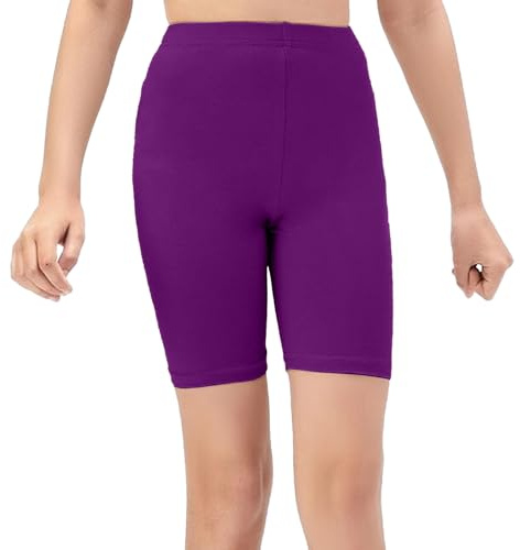 NetSetUK Girls Kids Cycling Shorts Plain Strechy Sports Dance School P.E Gym Summer Girls' Shorts Pants for Activewear Purple