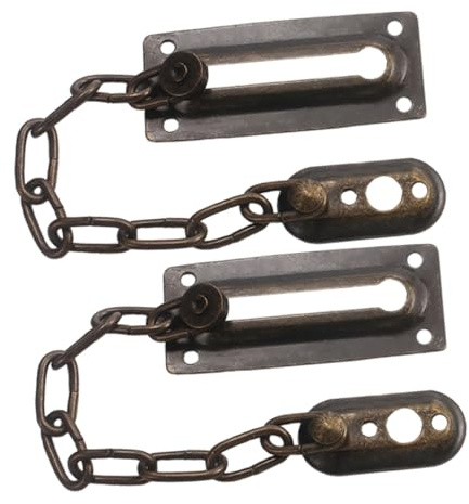HOMSFOU 2 piezas Cadena de Seguridad para Puerta Interior y Ventana Inoxidable Resistente Protección Antirrobo para Hogar Compatible con Puertas de Madera y Metal
