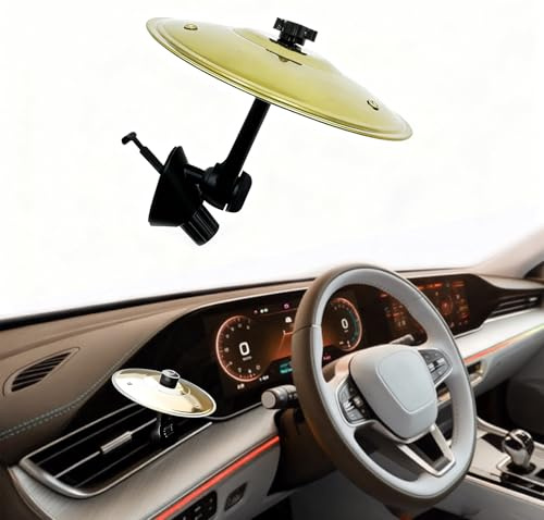 GREATRICH Mini Cymbal Auto, Car Cymbals Air Vent, Schlagzeug für Mini Drums Auto, Mini Crash-Becken für Autoentlüftung, Musikalisches Lüftungsgitter-Dekor aus Metall für alle Fahrzeugtypen, Goldfarben