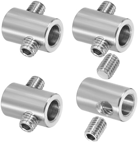 sourcing map 4 clip per funi metalliche, diametro interno 7 mm, diametro esterno 12 mm, morsetti per cavi a doppio foro, in acciaio inossidabile 304, chiusure sicure con viti M6 per sartiame cavi