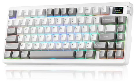X Aula Nova75 Mechanical Gaming Keyboard,75% Compact Wireless Keyboard with Screen & Knob,Gamer for Pre-lubed Switches 8000mAh Computer Keyboards,RGB Backlit,Custom Hot Swappable,BT/2.4GHz/USB-C