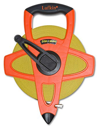 Crescent Lufkin 1/2 x 100m/328' Hi-Viz® Orange Fiberglass SAE/Metric Dual Sided Tape Measure - FM100CME, Orange/Black