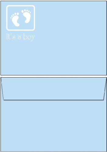 Briefumschläge hellblau It's a boy zur Geburt eines Jungen 20 Stück Kuverts C6 ohne Fenster 62005