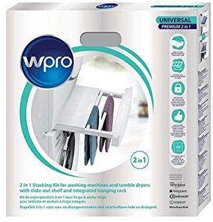 Wpro SKP101 Verbindungsrahmen Waschmaschine/Trockner Säule UNIVERSAL für alle 60cmx60cm Geräte ORIGINAL Whirlpool 484000008545 Zwischenbaurahmen mit Ablage + Wäschehänger (SKU: 100078948-000 )