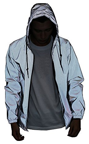 NEWL réfléchissant Veste pour Femme Coupe-Vent sans Danger pour Nuit Moto,M,Gris