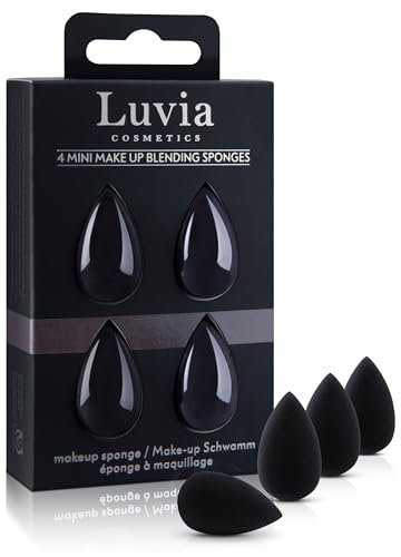 Luvia Beauty Blender Mini Sponge Set – 4 Make-Up Ei Schwämmchen in Schwarz – Super Weicher Blending Schwamm Im Set Für Präzises Und Großflächiges Verblenden