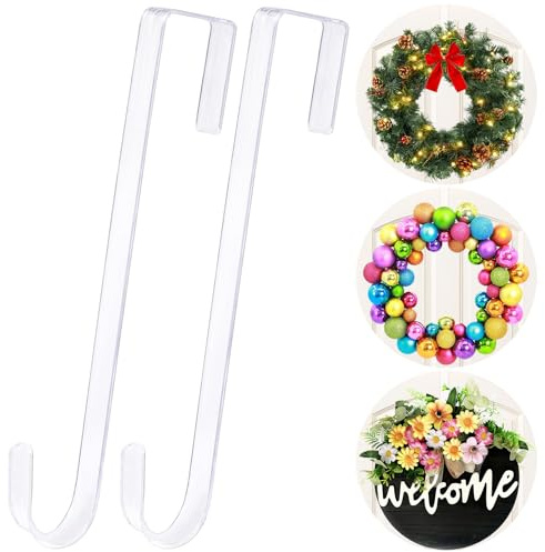 AnCintre 15 in Wreath-Hangers, 2 Pack Easter-Christmas-Halloween Decorations, Fall Door Welcome Sign, Inside-Outside Over The Door Hooks Organizer Home Decor