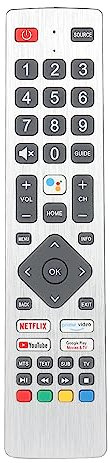 SHWRMC0133 IR Telecomando Compatibile Con Sharp TV 40BL2EA 40BL3EA 50BL2EA 24BI2EA 32BI2EA 32BI5EA Sostituzione Controllore Con Prime Video Google Play Netflix YouTube Pulsanti [NO Funzione Voce]