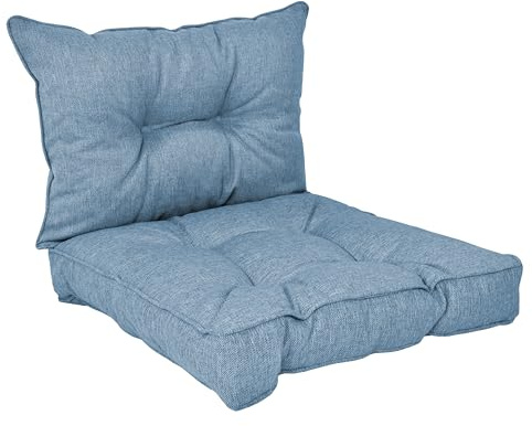 POKAR Cuscini per Divano Cuscini Sedie Cuscino da Giardino Set di 2 (1x Cuscino seduta 60x60x10 cm + 1x Cuscino schienale 60x40x10 cm), Blu