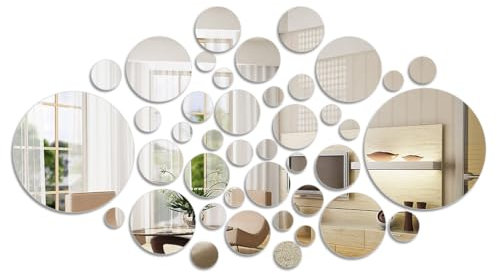 ANNTIM 36 Stück selbstklebender Acrylaufkleber, rund, für Wohn-, Küche-, Schlafzimmer- und Bürobereiche, TV-Hintergrund, 3D-Wanddekoration