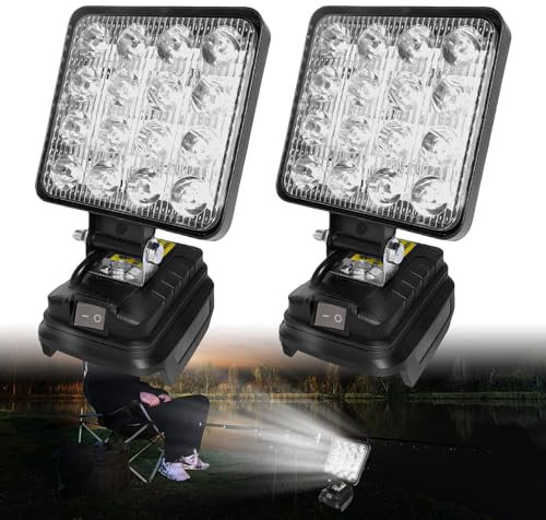 SPORWAY 2 unidades de lámpara con batería para Makita 18 V: LED luz de trabajo con batería foco LED foco portátil para obras de construcción linterna faro para Makita 18 V