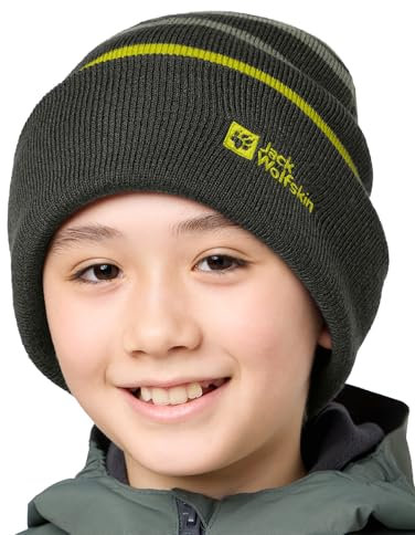 Jack Wolfskin Unisex Kinder Stripy Knit K Beanie-Mütze, Mint Leaf, M EU