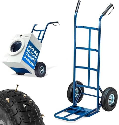 Avilia - Carrello con Ruote Portatutto in Acciaio da 250Kg per Trasporto Sicuro di Carichi Voluminosi, con Maniglie Antiscivolo, Ruote e Struttura Compatta Maneggevole (Nero)