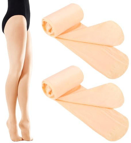 Abeillo Ballet Tights Girls Skin Tone Dance Tights, Footed Convertible Ballet Legging Stocking For Kids Student Practice 5-9 Years Old M Size