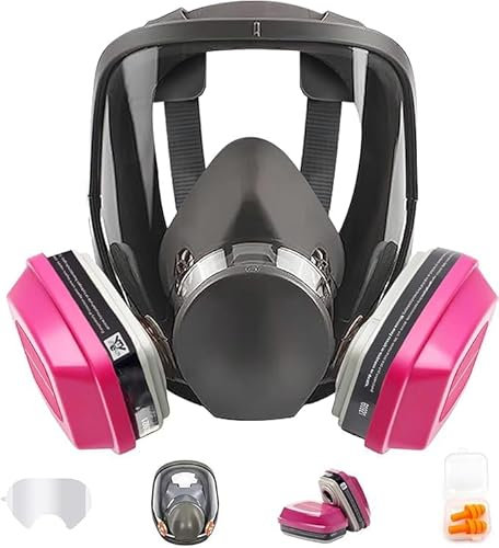 ZXICH Respirateur facial complet réutilisable, Protection Respirateur Contre Gaz Vapeurs Masque Anti Poussiere pour Ponçage Polissage Soudure Graffiti