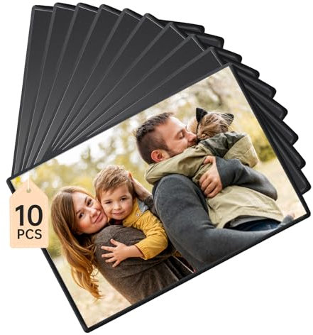 FRETONBA 10Pcs Magnetic Photo Frames, 6x4 inch Magnetic Picture Frame, Personalised Fridge Magnets for Photos, Postcard, Notices, Black