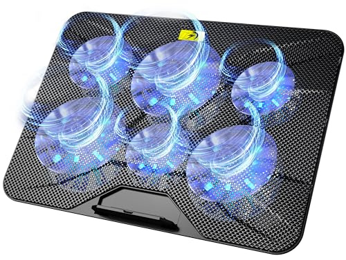 AICHESON Laptop Cooling Pad with 6 High-Speed Fans, Laptop Cooler with Adjustable Angles, Compatible with 14-17.3 Inch Laptops