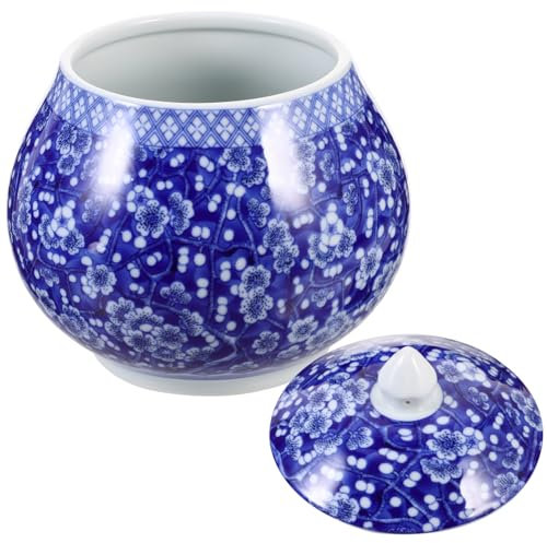 MAGICLULU Blue White Porcelain Storage Jar Tea Tin Airtight Lid Multi-function Tea Canister Kitchen Storage Canister Decorative Jar