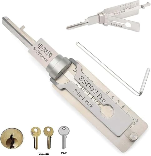 Generisch SS002 Pro Clé principale décodée, décodeur de clé maître, kit de crochetage, outil 2-en-1 décodeur de clé maître, outils de crochetage de serrure, accès aux portes, différentes formes