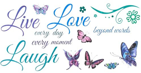 Live Love Laugh Wall Stickers, Motivational Wall Decal Quote Sticker Family Inspirational Quotes Wall Art Lettering Saying Wall Decal Art for Bedroom Living Room Office