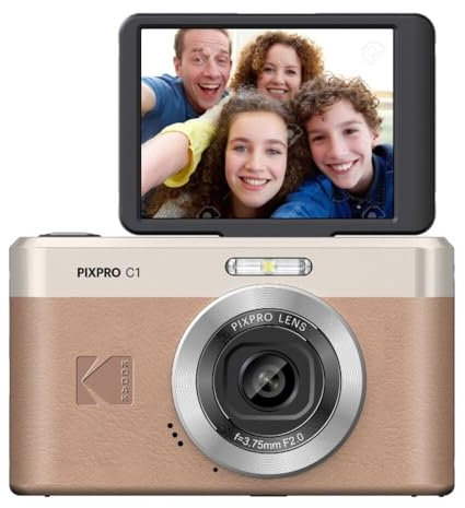 KODAK Pixpro C1 - Ultrakompakte Digitalkamera | 13MP BSI CMOS, 4X Zoom, 7.1 cm LCD-Bildschirm, LED-Blitz - Marron