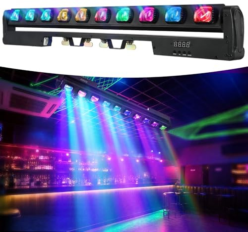 BETOPPER L1015 Moving Head LED Light Bar, 10 x 15W RGBW 4-in-1 Stage Light, Fanless Silent Operation, DMX512/RDM 7/13/43CH, 0-100% Dimming, 1-30Hz Strobe, for Theatre, Church, DJ & Live Events，1Pack