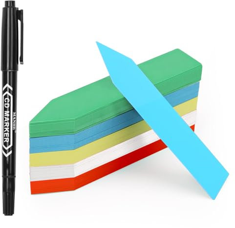 Zommke 100Stk Pflanzschilder,Pflanzenschilder,Kunststoff Gartenschilder,Pflanzenschilder zum Beschriften Mit 1 Marker Zum Beschriften Wetterfest Pflanzen Etiketten Für Draussen 10x2CM (Farbe)