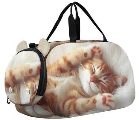 Pojkar handbagage på duffel helg duffel övernattning färgglada munkar och godis duffelväskor för resor tygväska skofack, söt katt kattunge tryck, Klassisk