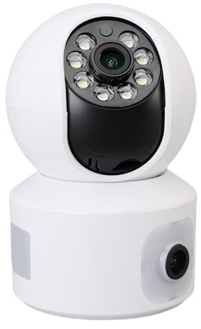 Bewinner Système de Caméra de sécurité Domestique à Double Objectif sans Fil, Enregistrement Continu 24 Heures sur 24, 7 Jours sur 7, Caméra de sécurité Grand Angle à Double Objectif