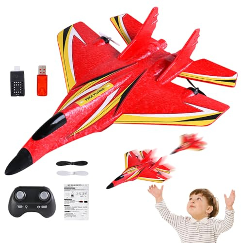 Generico Avión RC - Kit de avión teledirigido con luz LED | Juguete Impermeable de 2,4 GHz, Caza acrobática con Motor | Juguete de avión Educativo al Aire Libre para niños Adultos