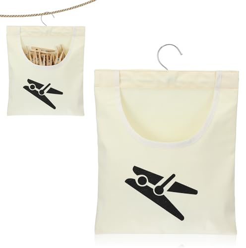 XLIUAX Bolsa para pinzas de la ropa con patrón, 35,5 x 26 cm, bolsa para pinzas de la ropa, cesta con gancho para colgar, reutilizable, bolsa para colgar para casa, balcón, viajes