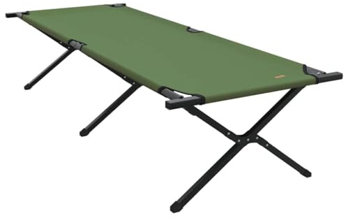 Letto pieghevole da campeggio, verde, 210 x 80 x 46 cm, letto da campeggio pieghevole con robusto telaio in acciaio, letto da viaggio leggero e portatile per giardino, tenda, trekking, festival, pesca