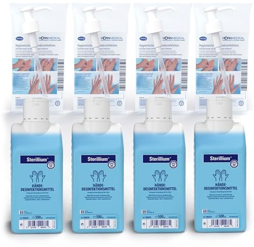 Horn Medical Dosierpumpen (4 Stück) mit Sterillium Händedesinfektionsmittel (4 x 500 ml)